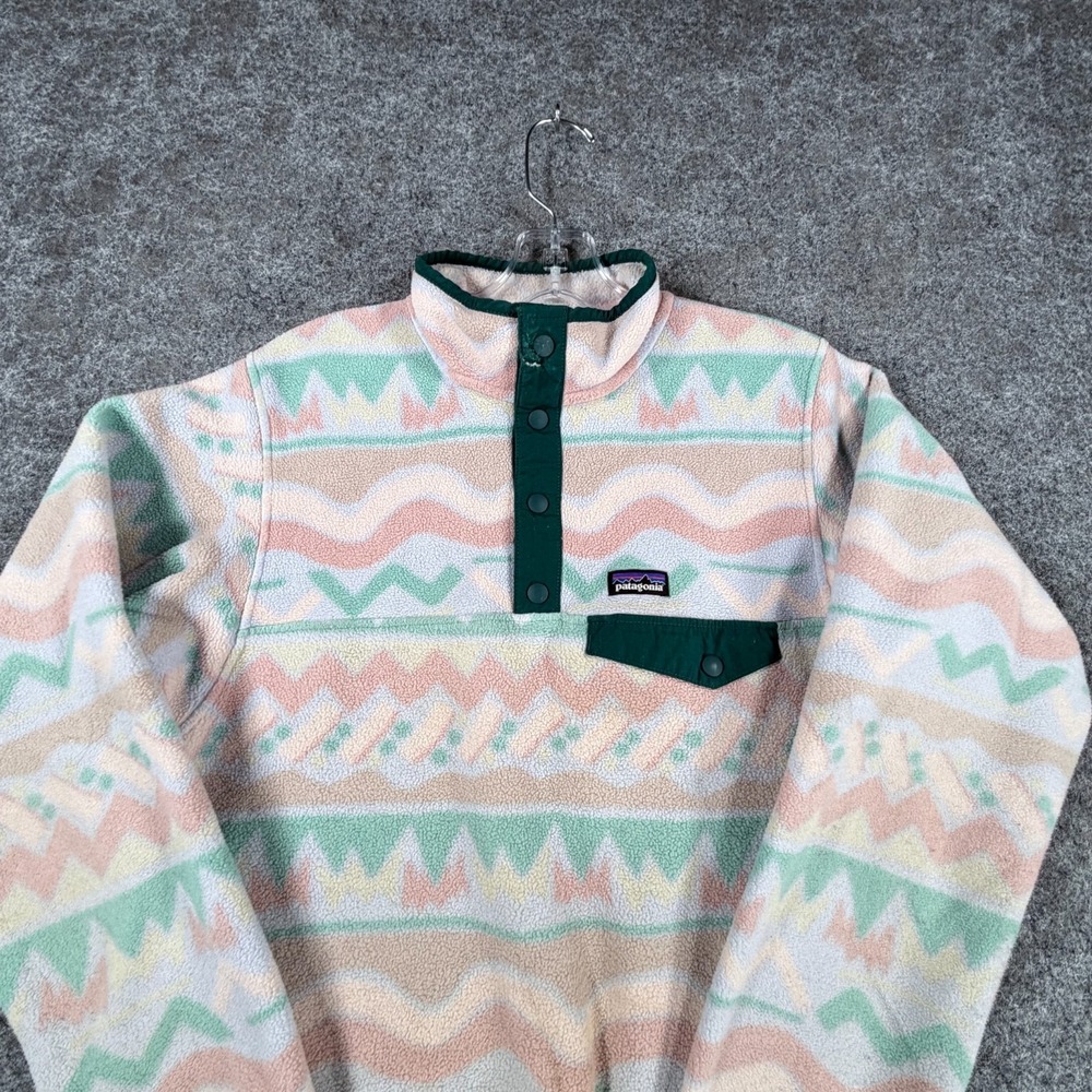 Patagonia Synchilla Pullover Girls XL‎ Lofoten Geo Beluga Lightweight Snap-T - Picture 6 of 16